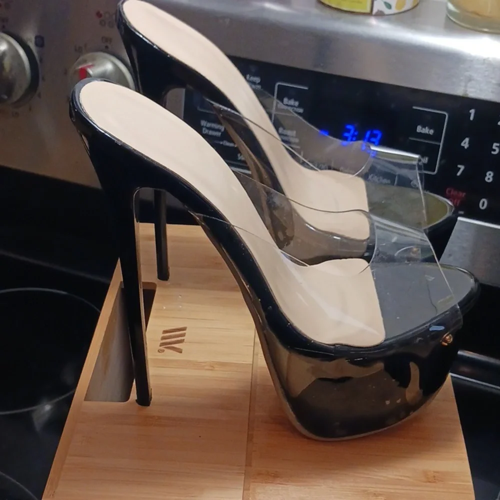 7 INCH MULES, HEELS,  SIZE 39, NEW - Picture 5 of 7